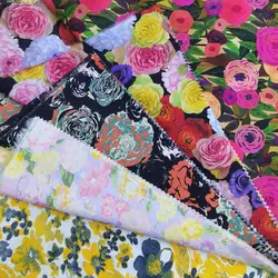 145x50cm wiosną i latem 60s bawełna cyfrowe drukowane duże kwiatowe tkaniny do szycia, dzięki czemu odzież damska odzież dziecięca