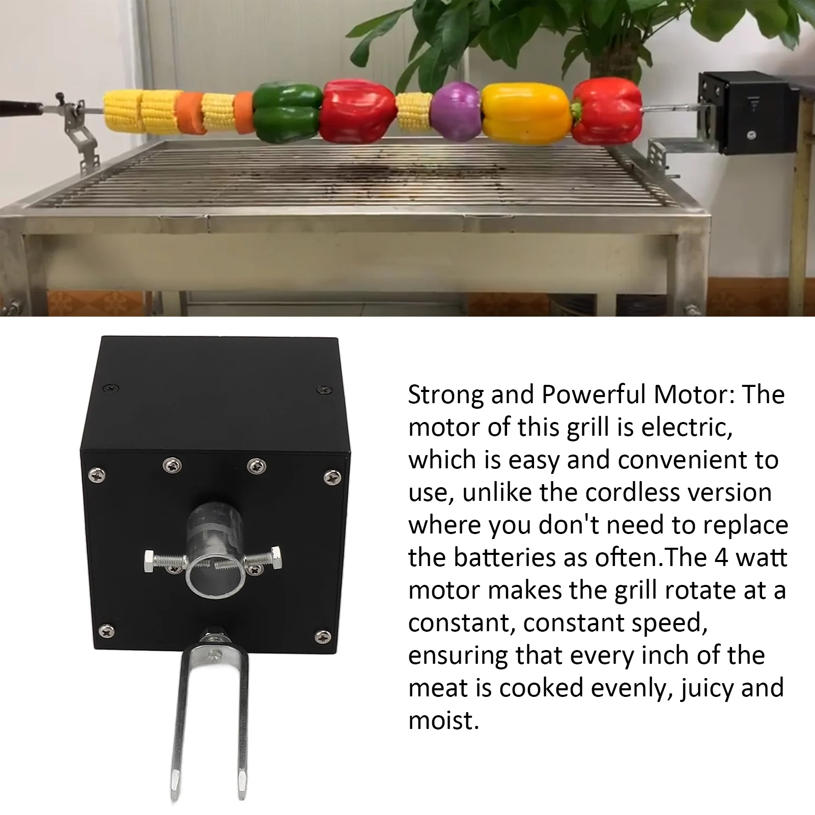 높은 비틀림 알루미늄 그릴 모터, 바베큐 모터, 이중 목적 그릴 모터, 1.5m USB 케이블, 70kg 부하