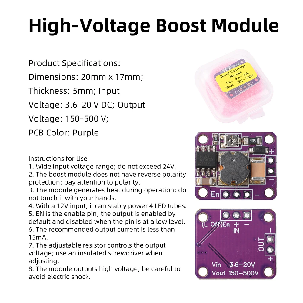 DC 3.6-20V Boost Module High Voltage Power Converter Ultra Small 150-500V DC-DC For DIY Industrial Electronics