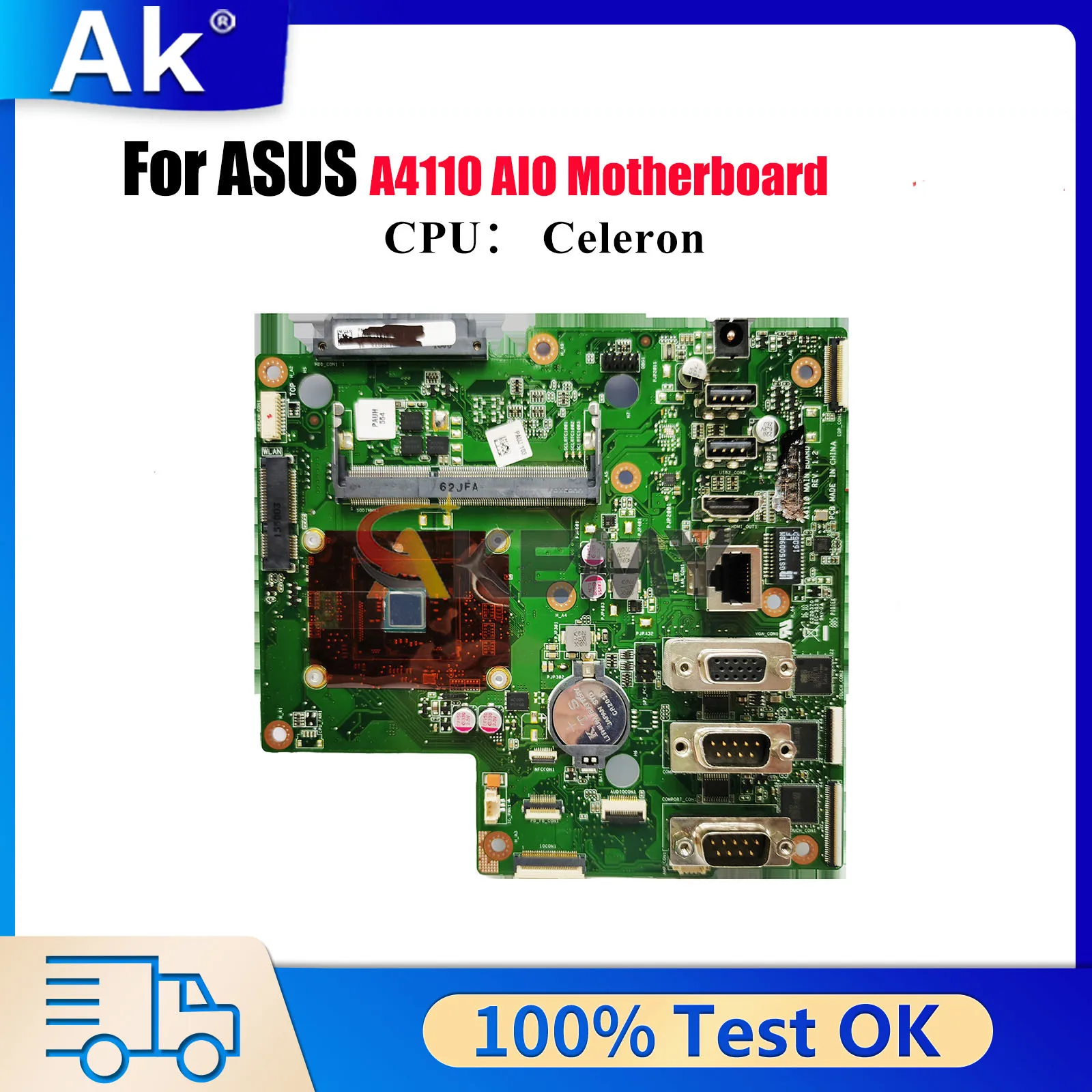 

Материнская плата для ноутбука A4110 для ASUS AIO A4110 PRO, материнская плата с процессором Celeron, 100% тестирование, ОК, быстрая доставка, высокое качество