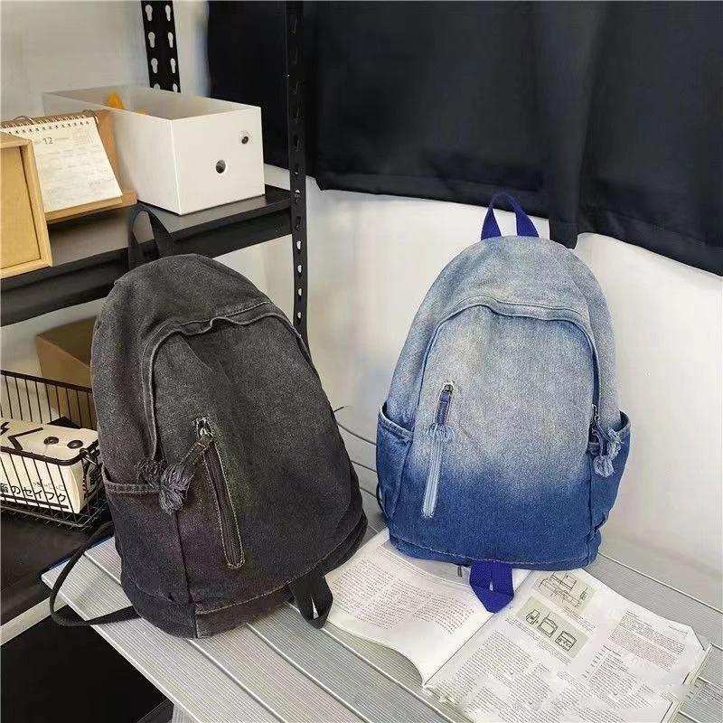 

DHL30pcs Women Men Unisex Denim Large Capacity Multifunctional Travel Backpack Bags