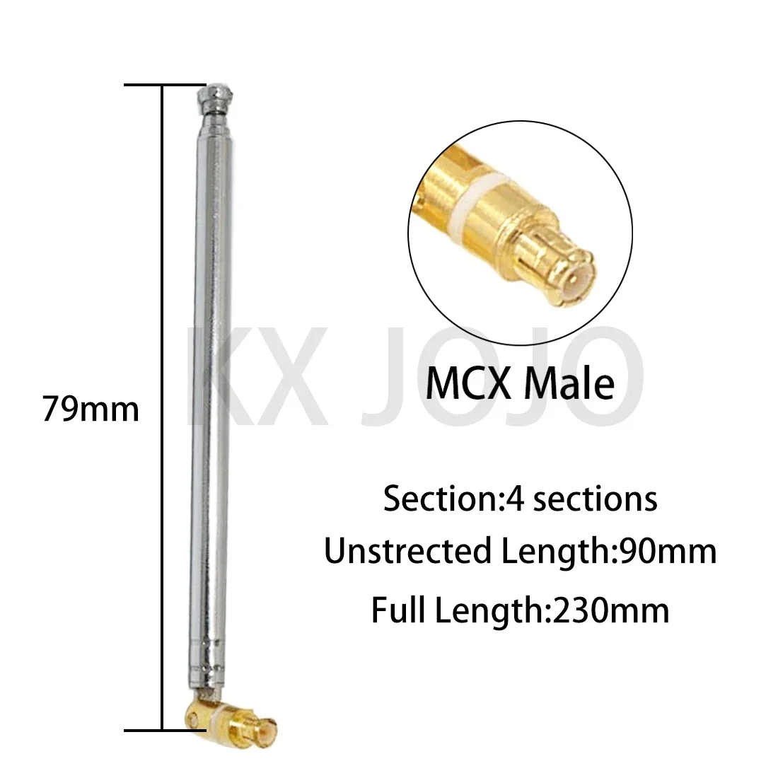 Telescopic Antenna 4 sections MCX Male Connector for Terrestrial HDTV Antenna Navigation Antenna TV Card 1pc