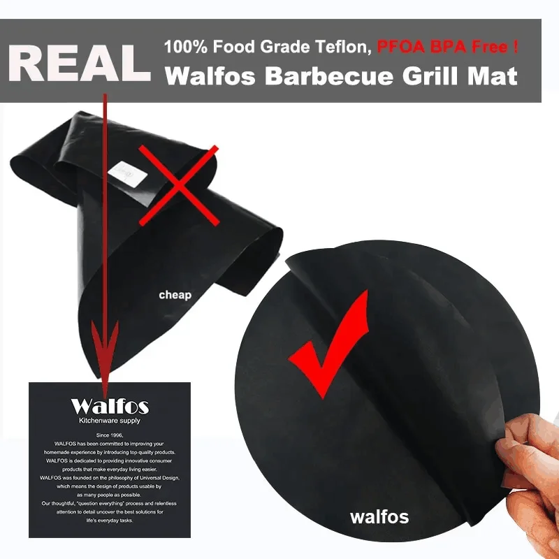 WALFOS 2pcs Reuseable Non-stick Mat Pan Fry Liner Sheet Cooking Wok Sheet Pad Kitchen BBQ Baking Mats Cooking Tool Round