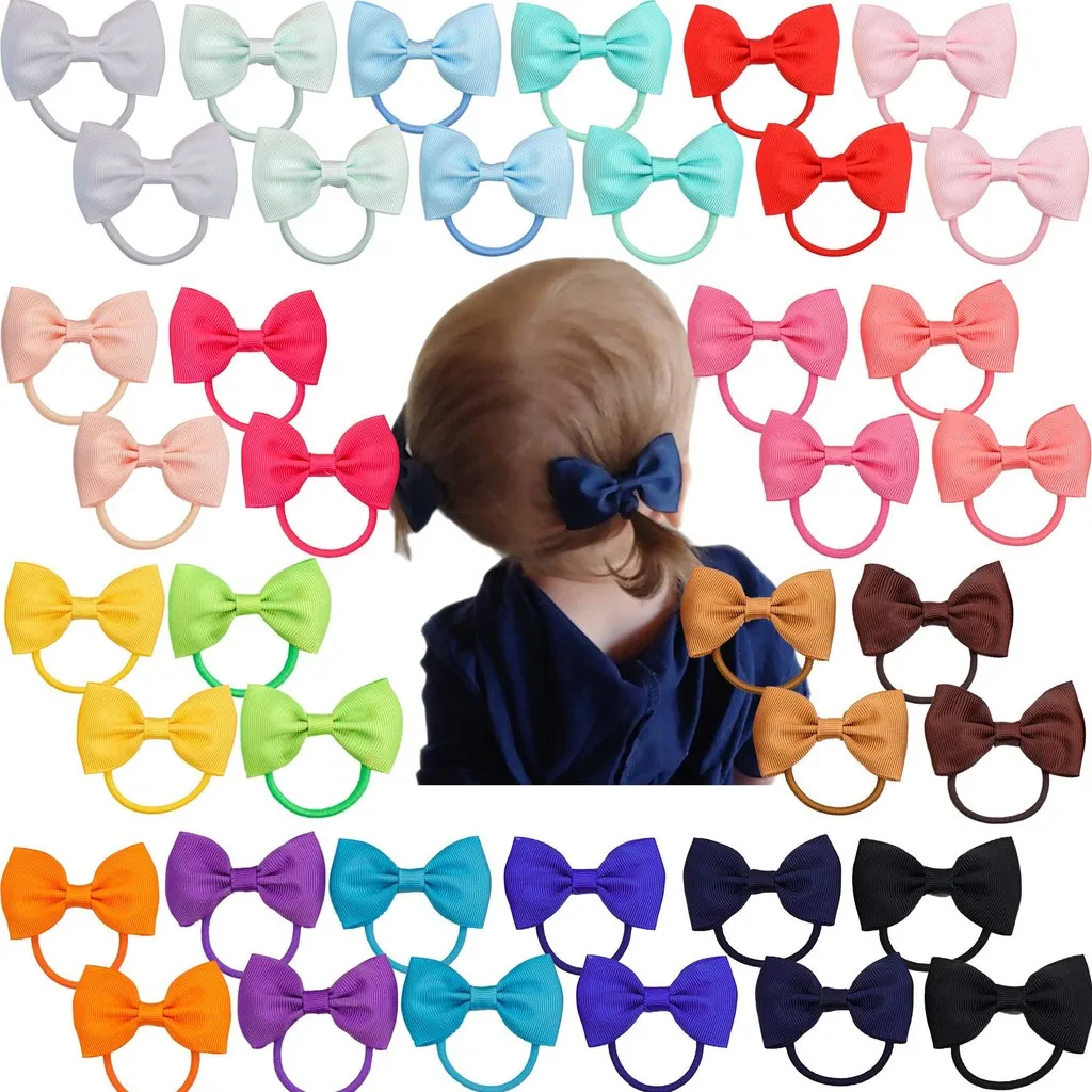

RIBBON BOWS 20/40pcs Bowknot Hair Rubber Band for Girls Handmade Cute 2.75'' Bow Hair Ties Headwear Kids Hair Accessories