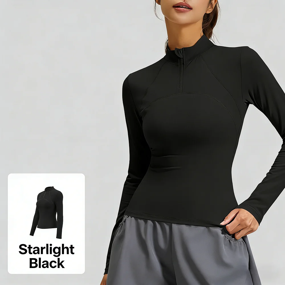 Women's Zip Up Yoga Jacket with Back Mesh, Long Sleeve Quick Dry Workout Top, Breathable Athletic Running Shirt