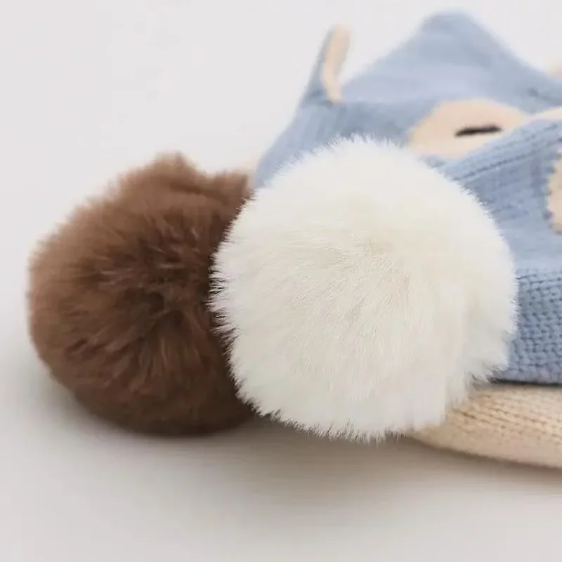 0-4Y Jungen Mädchen Winddichte Mütze Neugeborenes Baby Strickmütze Winter Warm Pinguin Earflap Beanie Niedliche Pom Pom Paw Hut