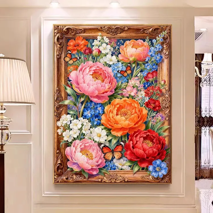 

9ct 100x75cm Flowers Embroidery DIY Printed Kits Cross Stitch Needlework Set Home Decor Crafts