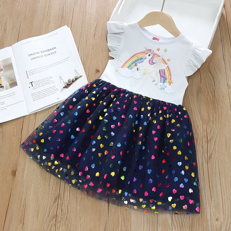 Kids Dresses for Girls Sohort Sleeve Unicorn Girls Sequins Costume Princess Dress Kids Daily Clothes image 4