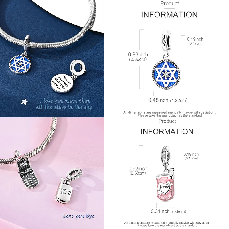 925 Sterling Silber Charm-Perlen Leuchtturm Walhai Meerjungfrau Kunstpalette Axolotl Glühwürmchen DIY Armband Halskette Geschenk für Frauen – Detail 8