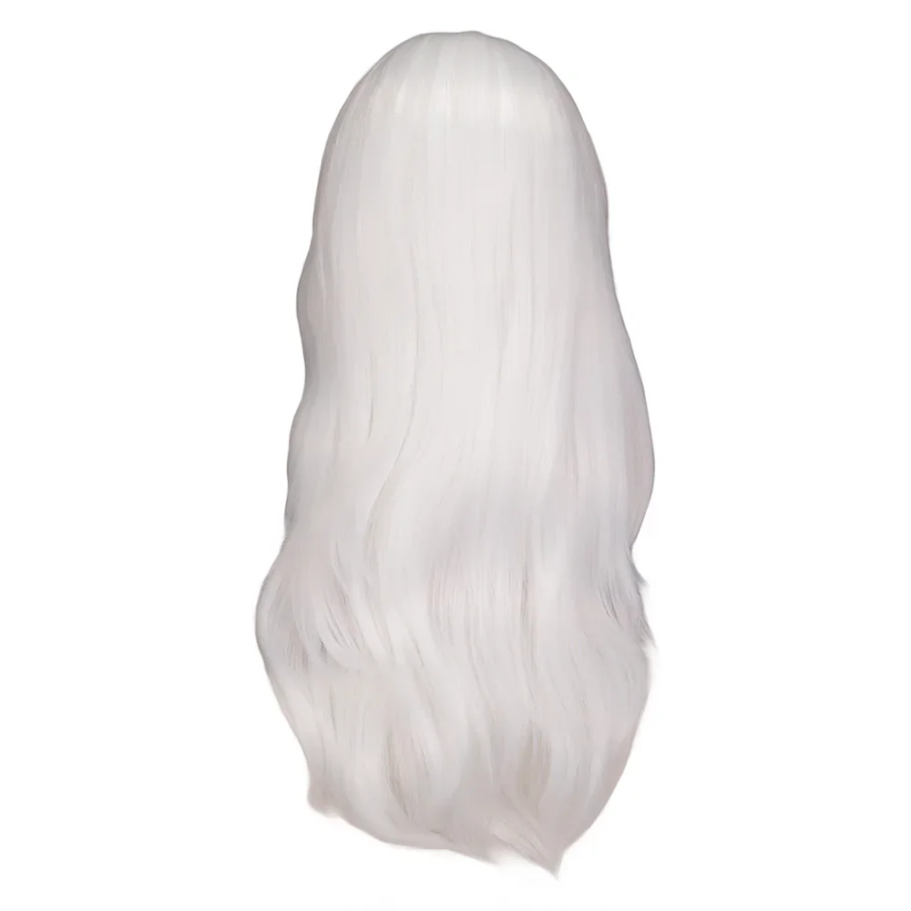 Charming Synthetic Fiber Long Wavy Hair Wig Women Party White Long Curly Wavy Wig Heat Resistant Synthetic Fiber for Cosplay