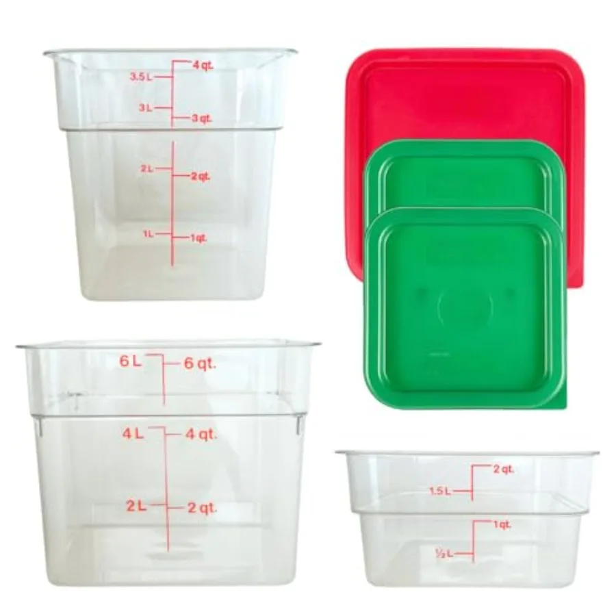 

Контейнеры Cambro с крышками. Прозрачные контейнеры для хранения продуктов из поликарбоната, 2, 4 и 6 кварт. Набор из 3 штук. Сделано в США