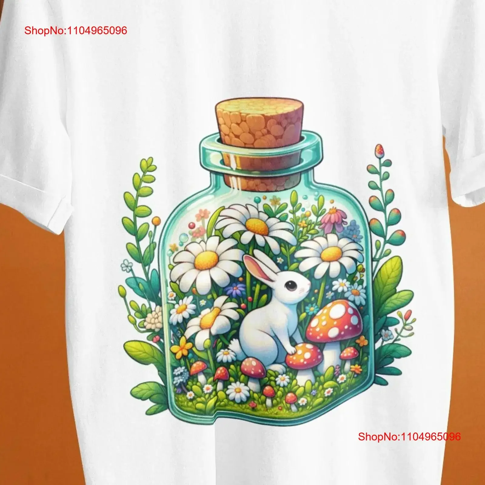 

Botanical Bunny Glass Bottle T Shirt Floral Rabbit Top Nature Lover Aesthetic Wildlife Whimsical Spring vintage Washed