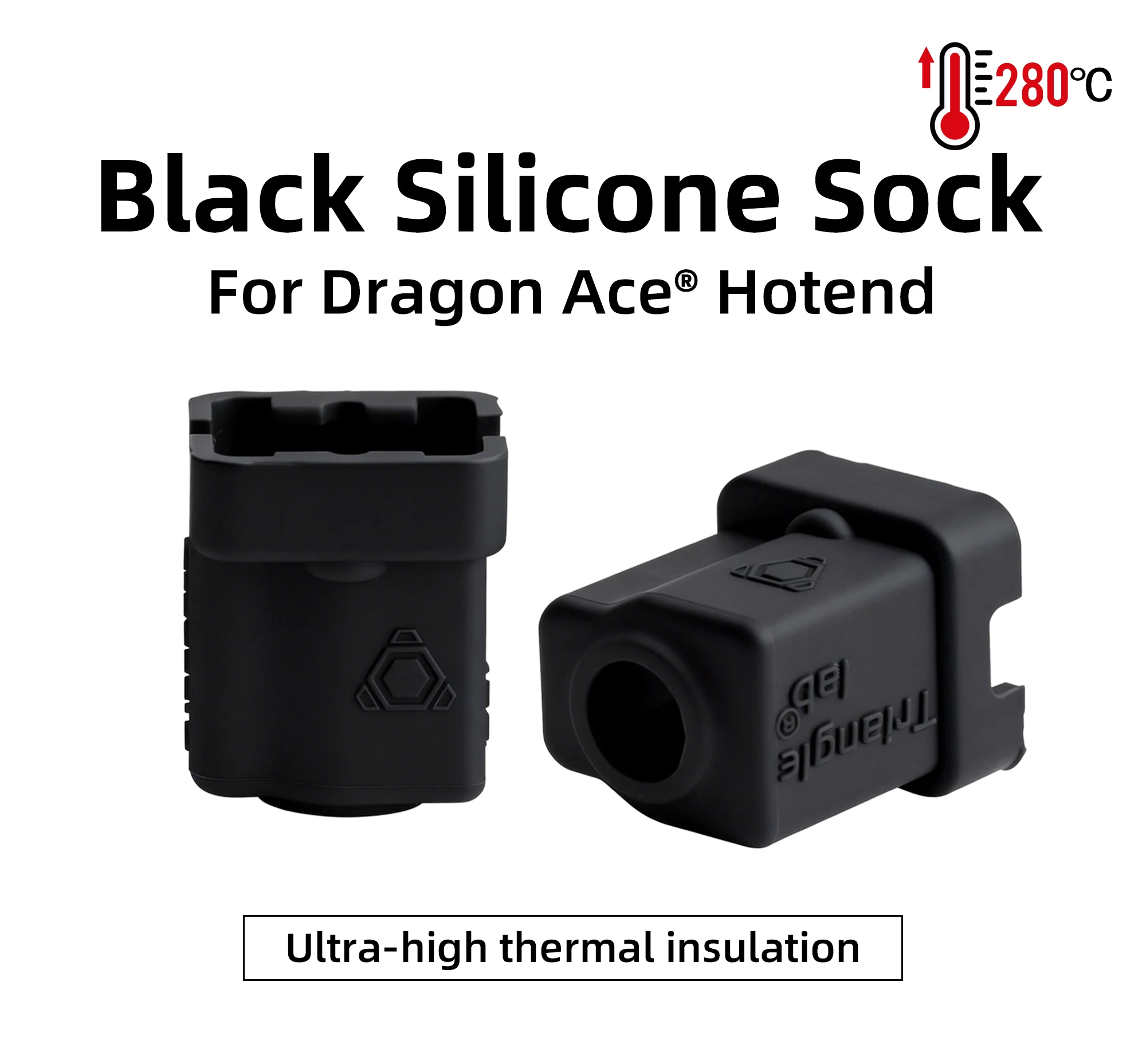Trianglelab ® Drachen-Ass ® Schwarze Silikonsocken, kompatibel mit Dragon ACE HOTEND, bestehen hohe Temperaturen von 280 Grad Celsius. – Detail 1