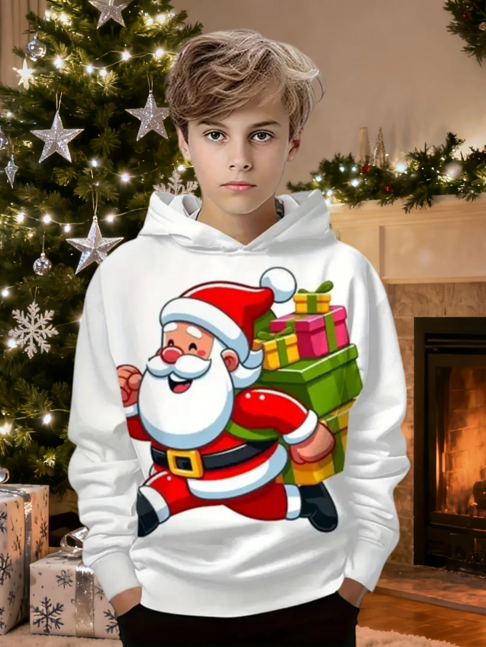 عيد الميلاد سانتا كلوز الأطفال هوديس 3D طباعة الأيائل طويلة الأكمام الخريف بلوزات الكرتون البلوز ملابس رياضية للأطفال