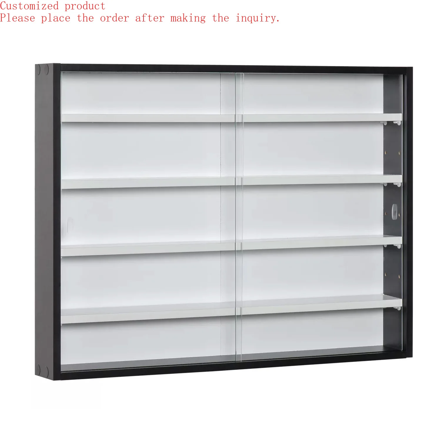 

Custom.HIKUYA 5-storey Wall Shelf Display Cabinet, Shotglass Display Case with 2 Glass Doors and 4 Adjustable Shelves