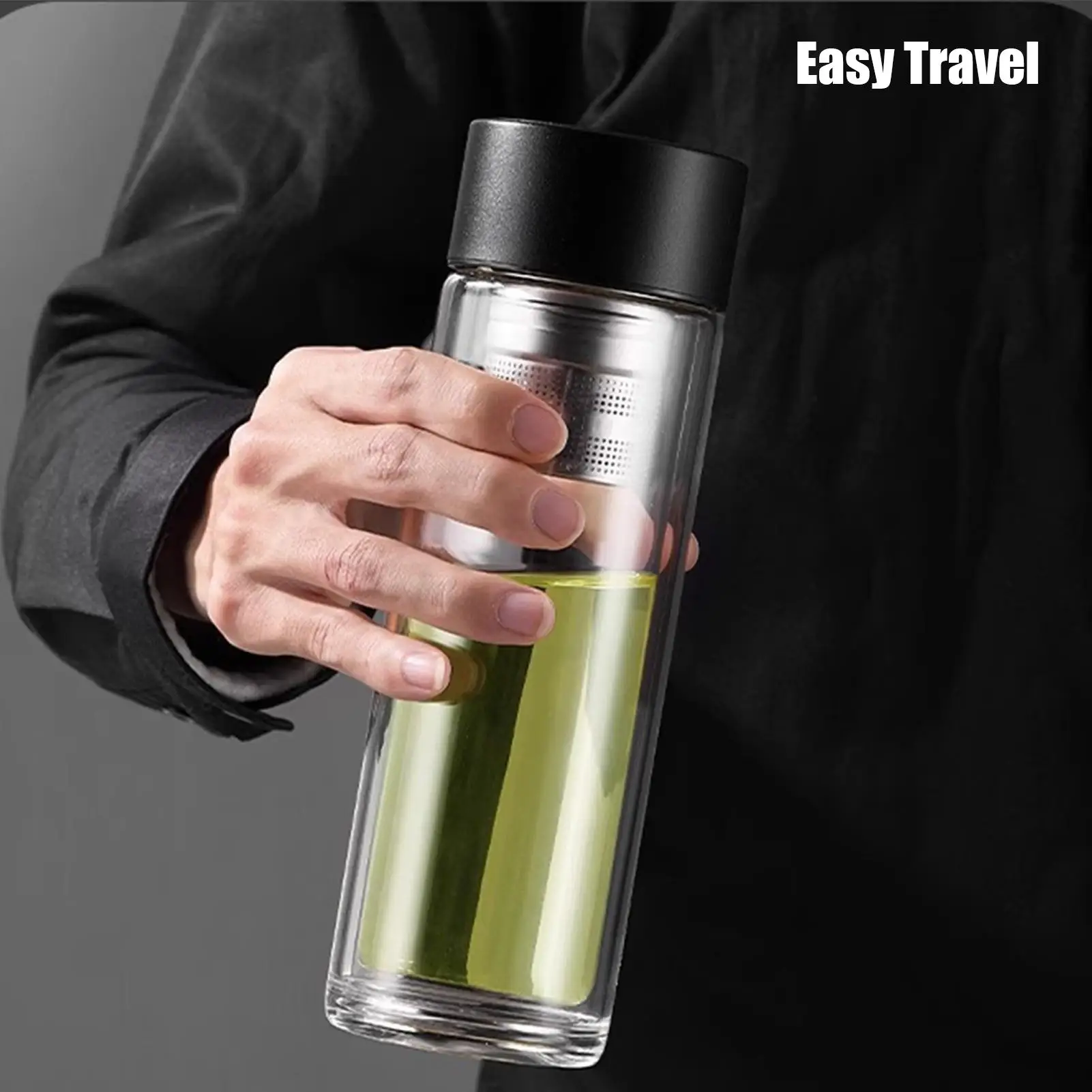 

Tea Water Bottle Tea Cup With Filter 400ml Double-Layer Water Cup High Temperature Resistant Drinkware With Magnetic Lid For