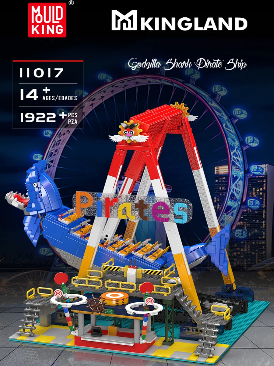 

Mould King 11017 Technical Amusement Park Swing Pirate Ship Building Blocks Kits with Motors Toys Set for Adults Kids Gifts
