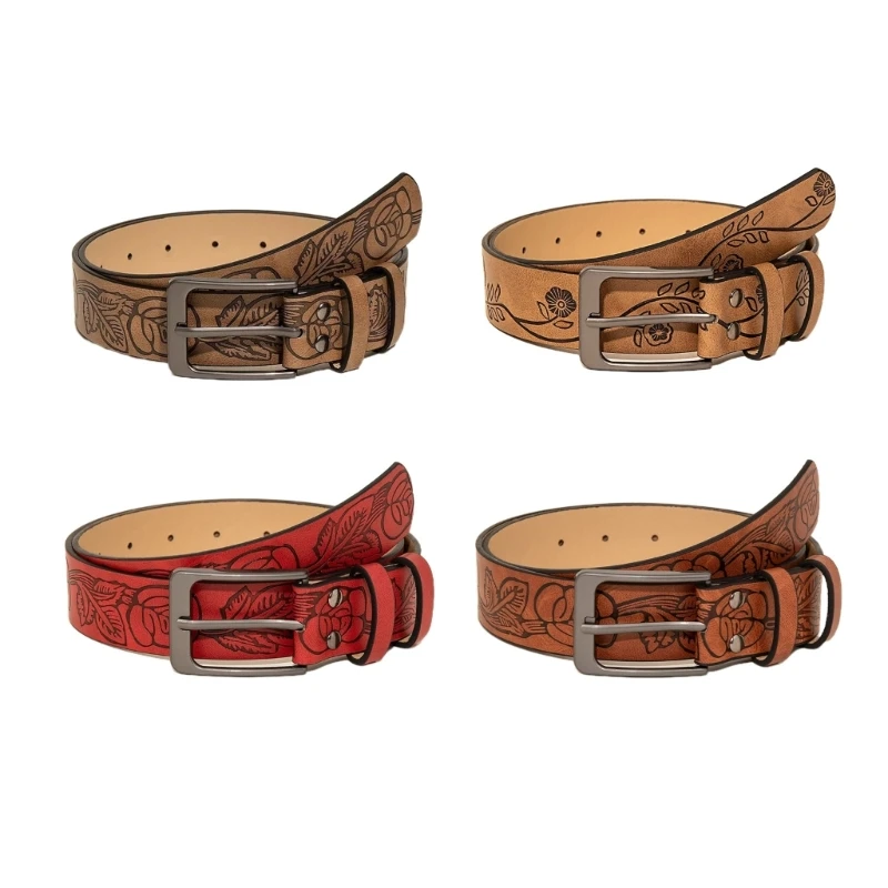 Ceinture taille marron chaîne en relief pour Cowboy Cowgirl Rock and Roll Punk ceinture classique fille chaude ceinture Sexy