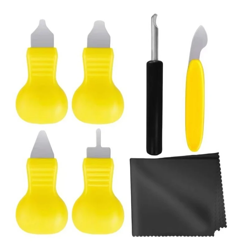 Kit de ferramentas removedor de capa traseira de relógios, 7 peças, lâmina de alavanca + faca abridor de caixa + pano de limpeza de relógio, conjunto de ferramentas de reparo de relojoeiro