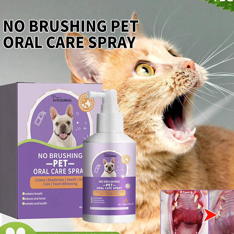 50ml Pet Oral Cleanse Spray Dogs Cats Teeth Clean Deodorant Prevent Calculus Remove Kitten Bad Breath Pet Supplies