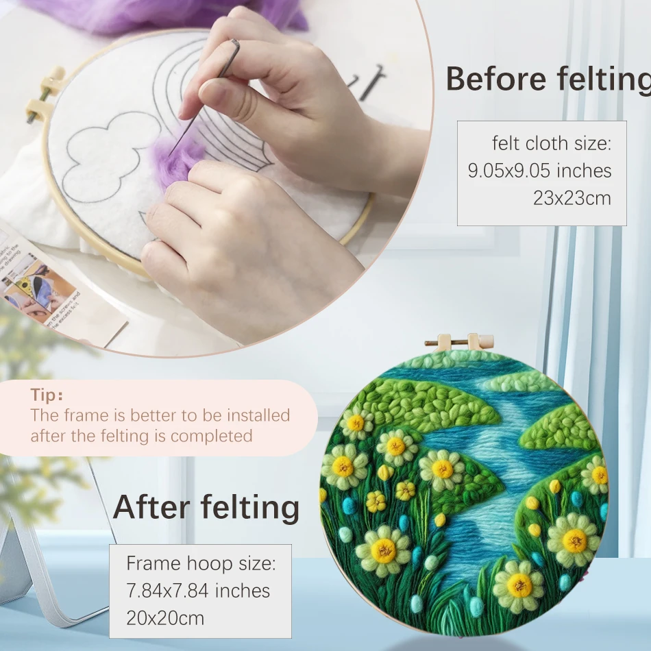 Needle Felt Starter Set Felt Painting Kit For Beginners Nature Landscape Diy Creative Making Wool Felt Kit For Home Decor