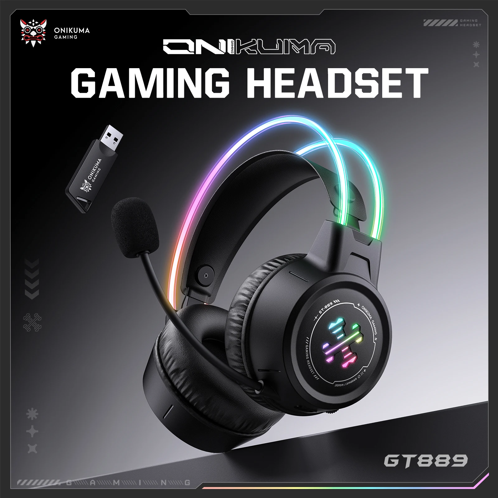 

Беспроводные игровые наушники ONIKUMA GT889 Bluetooth 2026 года: новая модель, три режима работы (беспроводной, проводной), легкие, с микрофоном