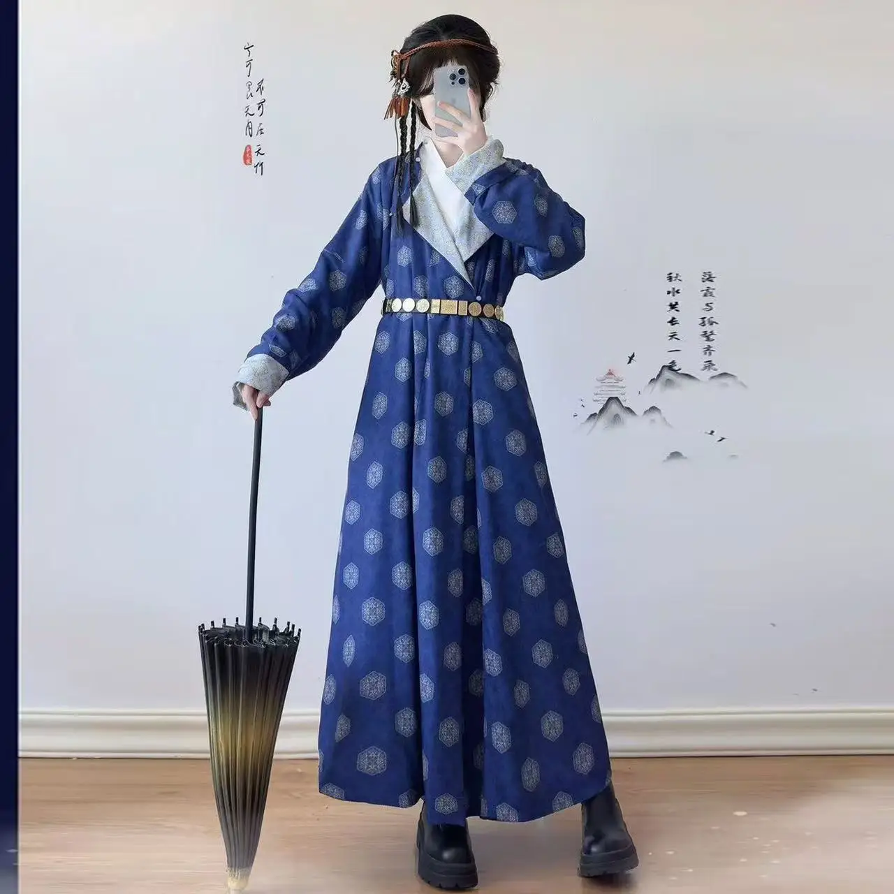 Tang Dynasty Hanfu Men Women Traditional Chinese Round Neck Robe Thicken Velvet Printing Stage Clothing Carnival Event COS Suit - Image 6