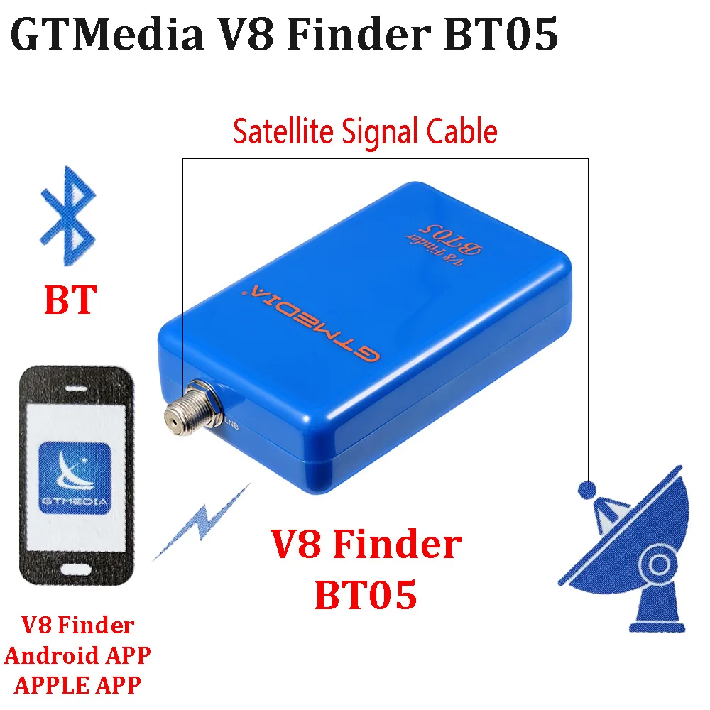 BT05 GTMedia V8 Finder li-on battery inside DVBS2 satellite finder support android and ios system 1080p blueteeth sat finder