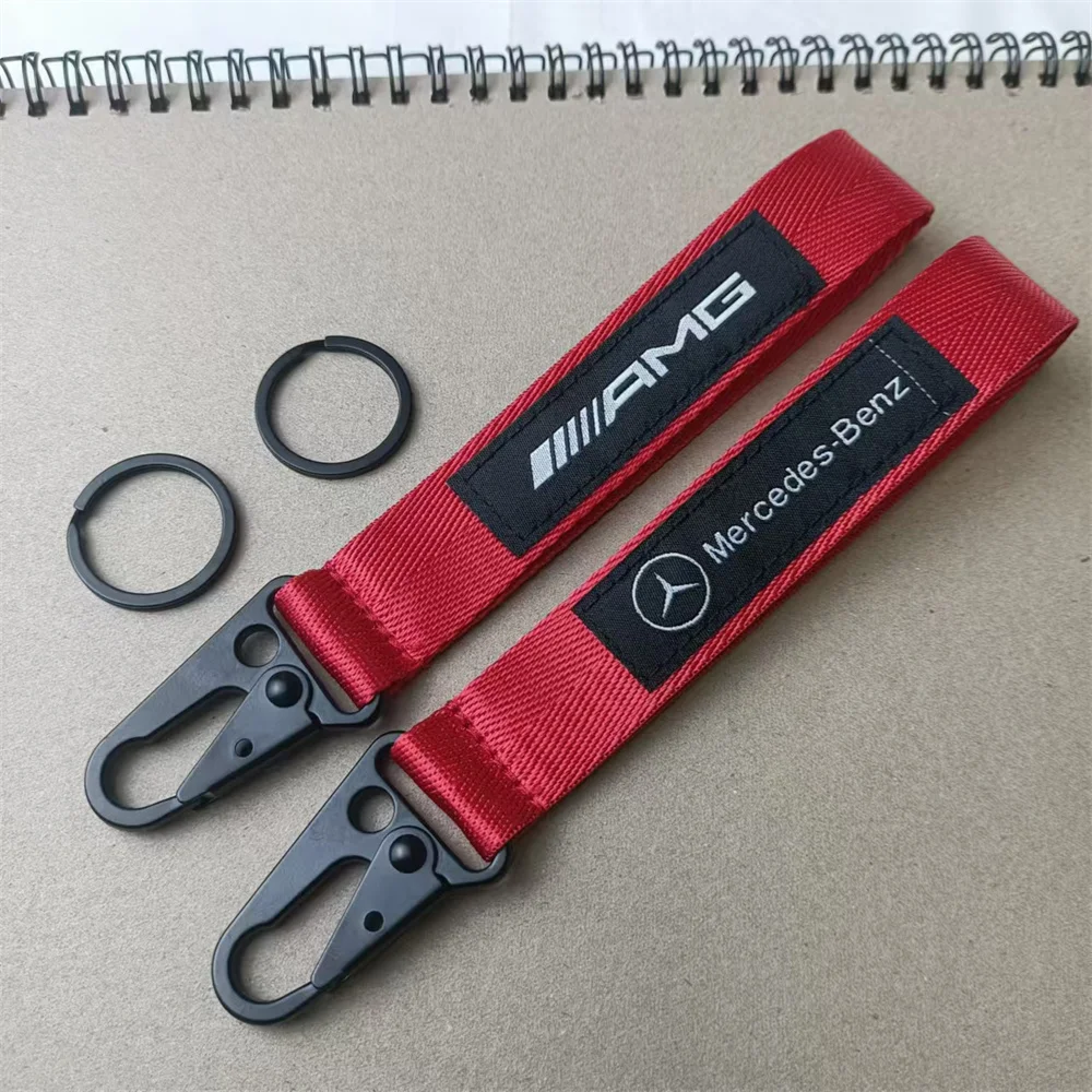 Mercedes AMG Keychain Wristband Nylon Woven Key Tags Red Decoration For W213 A45 W176 Cars Accessories Gatgets Fashion Gifts