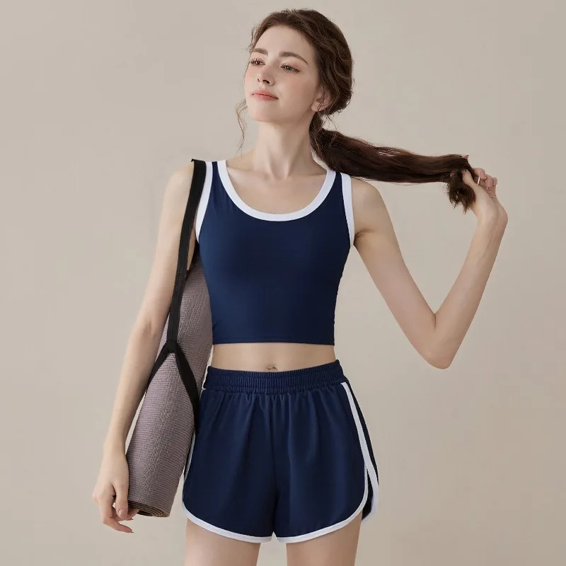 Gilet fitness da donna Estate Ciclismo Corsa Yoga Reggiseno sportivo Top con supporto integrato Completo da allenamento Set Abbigliamento da yoga per donna