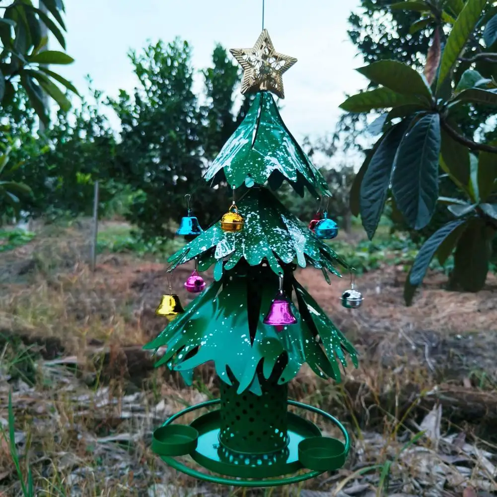 Outdoor Bird Feeder Metal Christmas Tree Bird Feeder Hanging Wild Bird Dispenser for Garden Decoration Outdoor Gift for Lovers