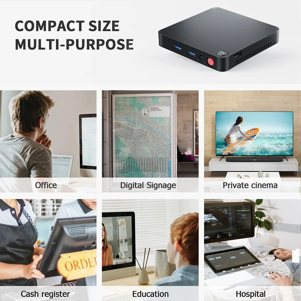 Beelink T5 Mini PC CPU N4020 4GB LPDDR4X 2400MT/s 64GB eMMC Wifi5 BT5 4K HDMI2.0 * 2 double écran 1000M LAN USB3.0 ordinateur de bureau