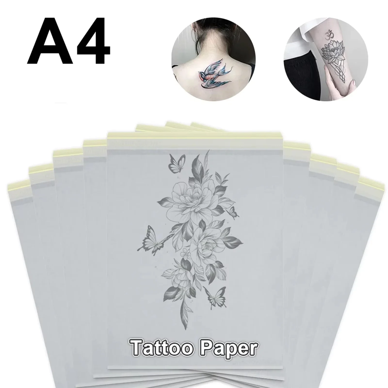 Carta per trasferimento tatuaggi 100 fogli formato A4 carta stencil termica per trasferimento tatuaggi carta da lucido per tatuaggi fai da te per stampante M08F