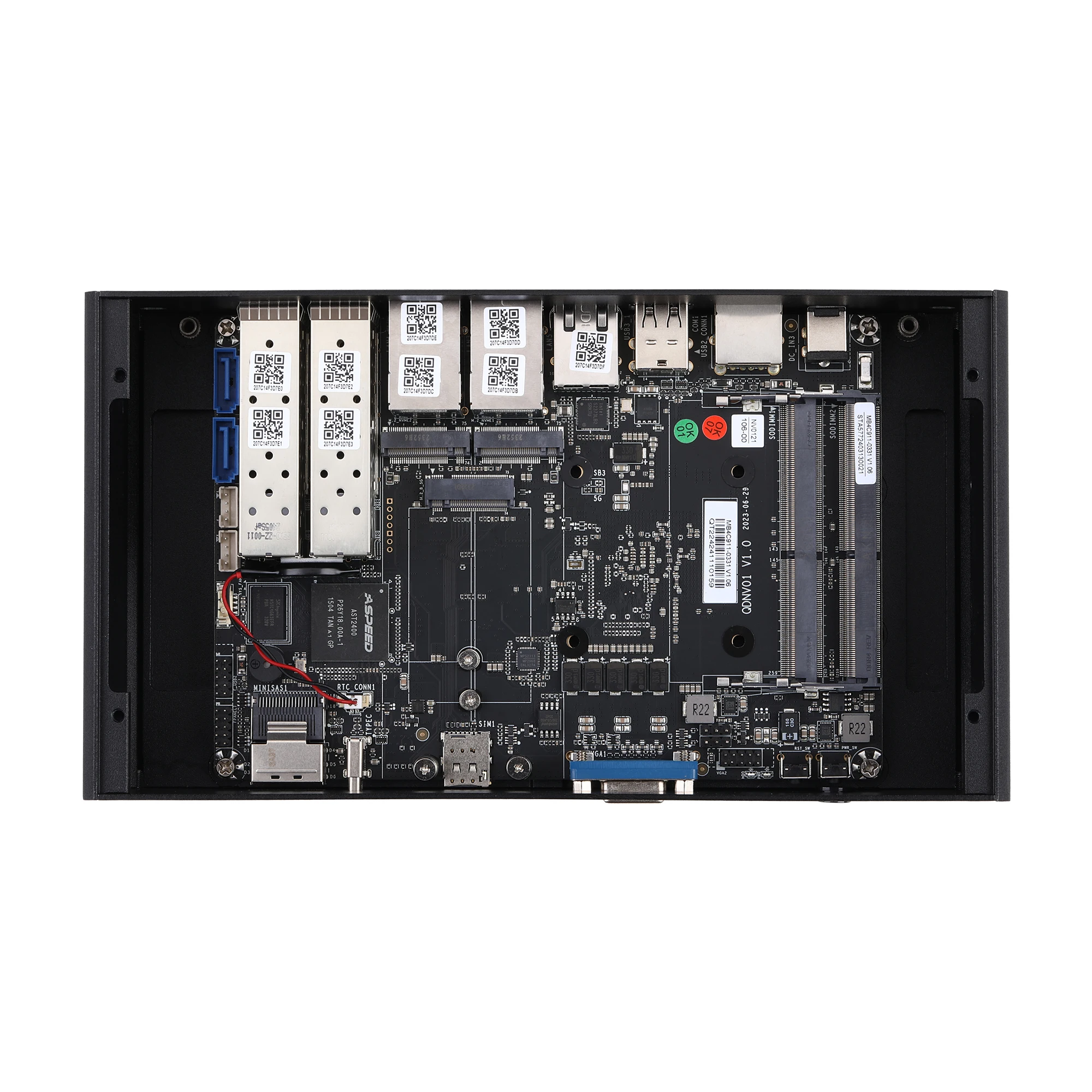 

Qotom Q20352G9-S20 Industrial Mini PC C3908, 16 Core,2GHz,5*2.5G Lan 4X10G SFP Mini Server Computer