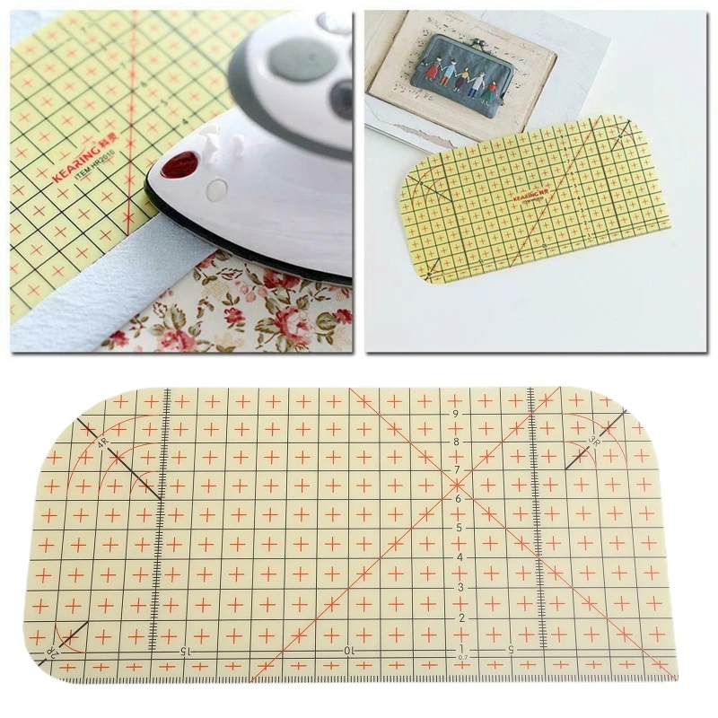 Kumaş ütü cetvel kapitone cetvel reçine sarı işareti DIY Patchwork için kaymaz
