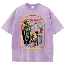 Respect Your Elders Mummy Funny Washed Retro Men T Shirt Cotton Casual Tshirts Harajuku Oversize Tshirt Loose Breathable Tee