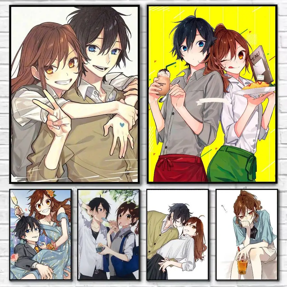 Anime H-Horimiya Poster Self-adhesive Art Waterproof Paper Sticker Coffee House Bar Room Wall Decor