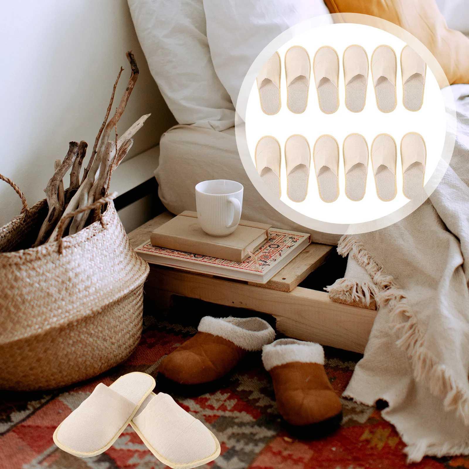 

6Pairs Foldable Travel Slippers Hotel Guest Slippers Portable Outdoor Slipper Universal Size for Family Trip Business Spa Use