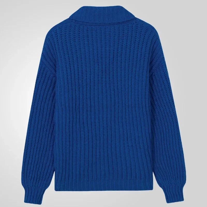 Men Cardigan Open Stitch Sweaters Coat Turn Down Collar Double Breasted Knitted Solid Casual Loose Knit Coats Autumn Winter