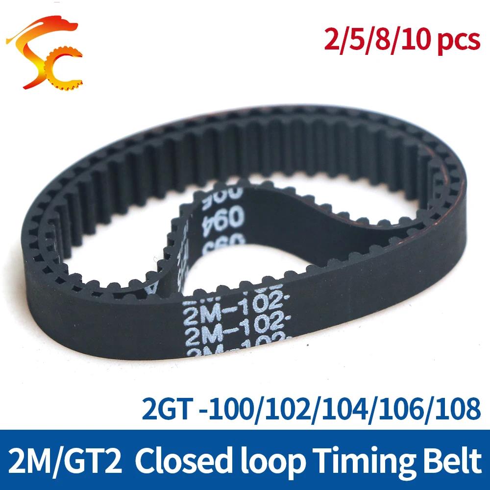 

Rubber sync belt 2M GT2 closed loop belt length 100/102/104/106/108 bandwidth 3/6/9/10mm for 3D printer