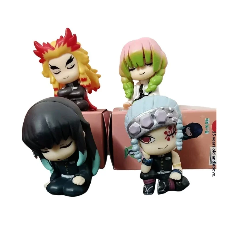 鬼滅の刃 猫柱フィギュア4体セット 胡蝶しのぶ 時透研十郎 煉獄杏寿郎 寝そべりポーズ ガシャポンボックス エッグディスプレイ