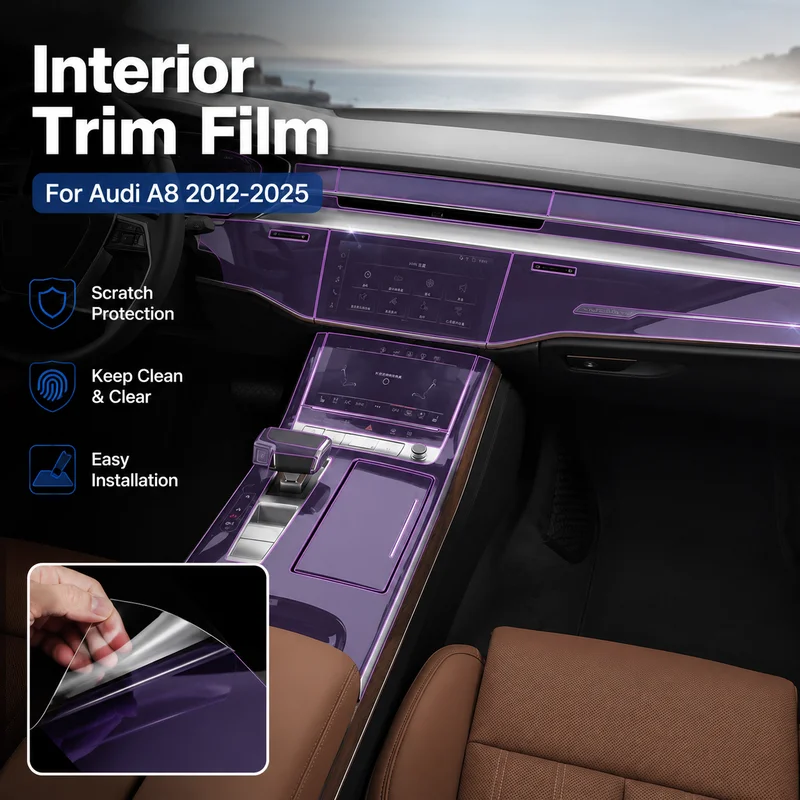 

Interior Trim Film For Audi A8 2012-2025 TPU Clear Protection Easy Installation Car Accessories, Replacement Parts