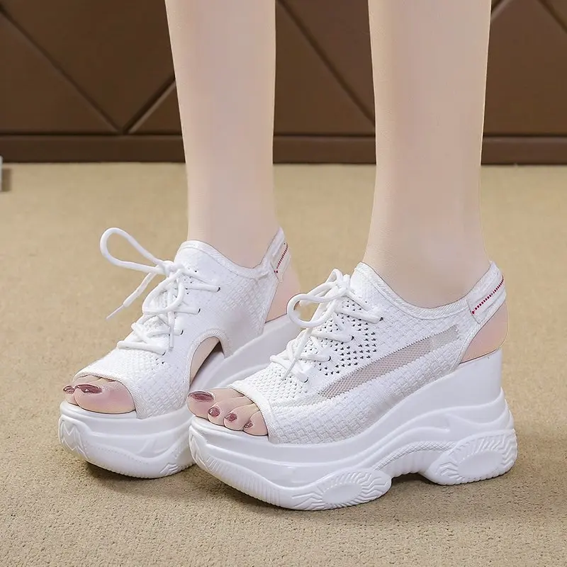 Summer Women Sneakers 2022 New Sports Sandals Fashion Mesh Casual Shoes Women\'s Thick-Soled Soft-Soled Platform Sandals