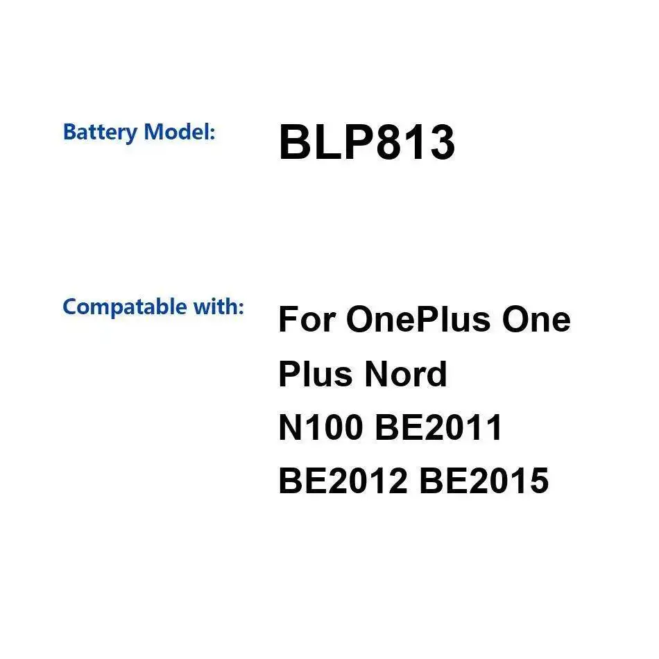 

For Oneplus One Plus Nord N100 BE2011 BE2012 BE2015 5000Mah Reliable Power Mobile Phone Battery BLP813