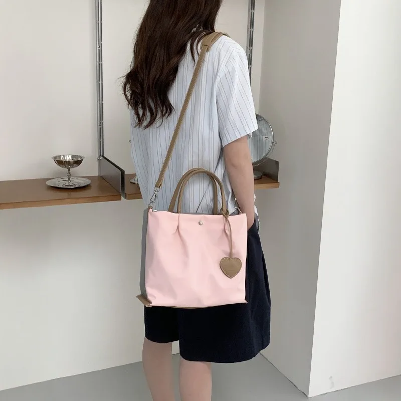 

Women Color Block Nylon Tote Bag Lightweight Waterproof Shoulder Crossbody Purse Functional Work Commute Handbag Travel Shopper