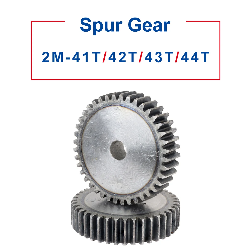 

Spur Gear 2M-41T/42T/43T/44T Teeth Pitch 6.28 mm Gear Thickness 20 mm Bore 14 mm Cylindrical Gear Low Carbon Steel High Quality