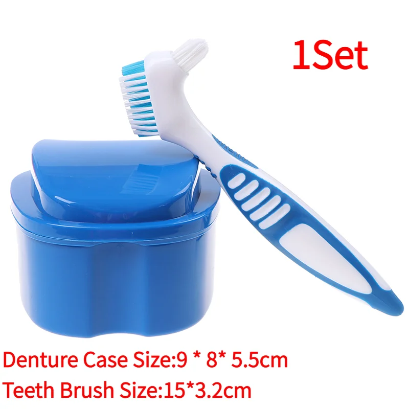 Denture Bath Box Organizer Dental False Teeth Storage Box with Hanging Net Container Cleaning Teeth Cases Artificial Tooth Boxes