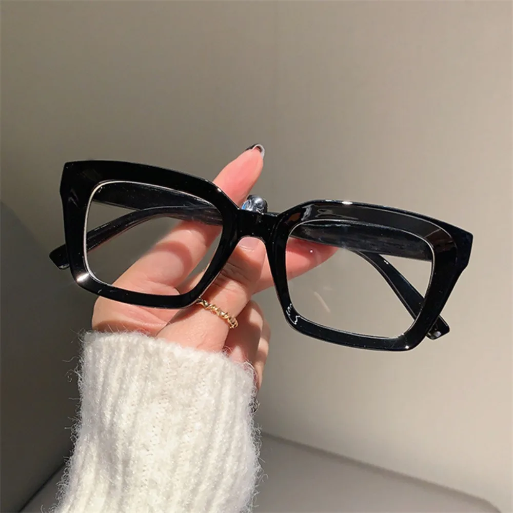 

Transparent Anti Blue-ray Reading Glasses Square Shape Wood Stripes Presbyopia Eyeglasses Retro Lightweight Large Frame Eyewear