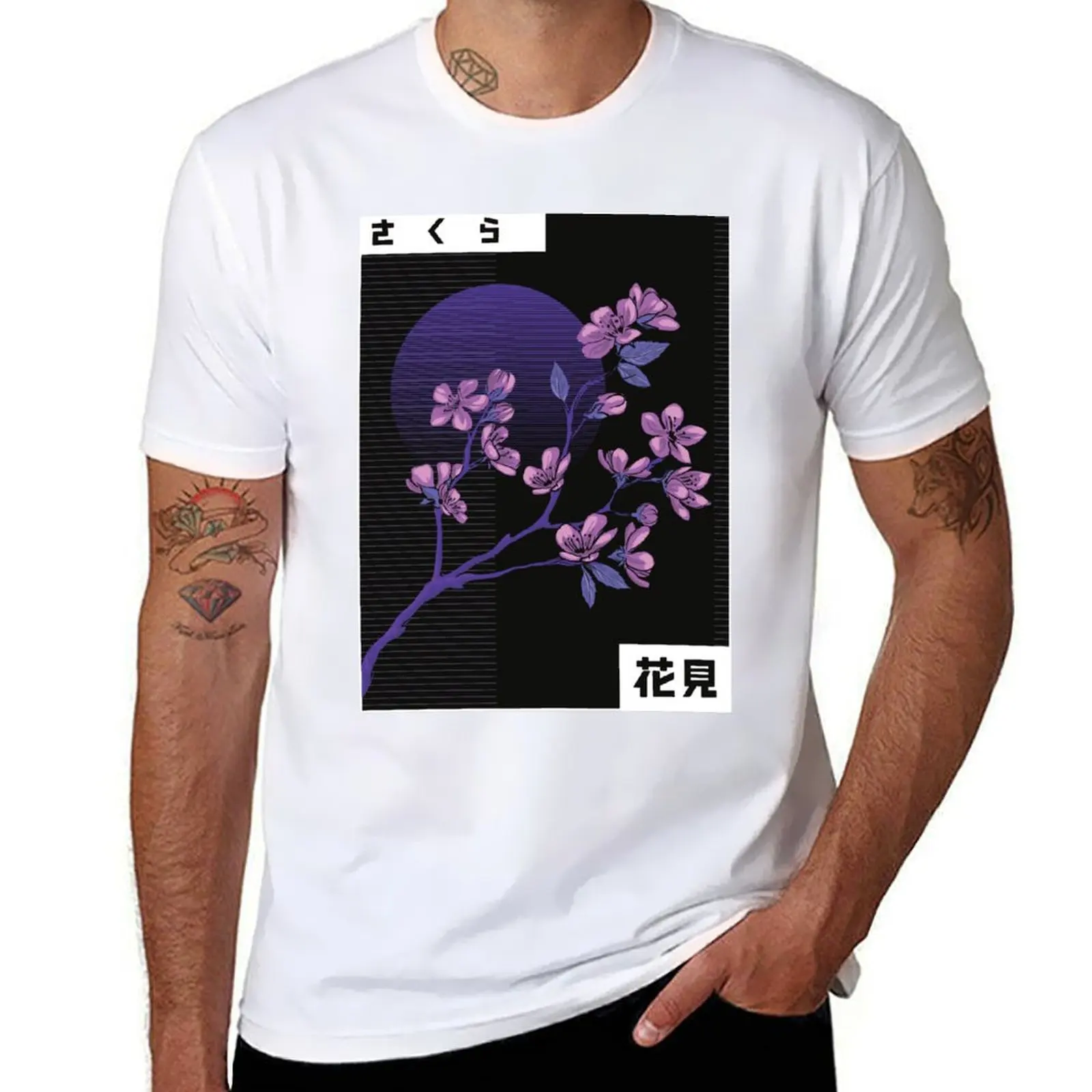 

Футболка в стиле Vaporwave с веткой вишни, незаменимая футболка, хлопковая футболка, футболка из 100% хлопка