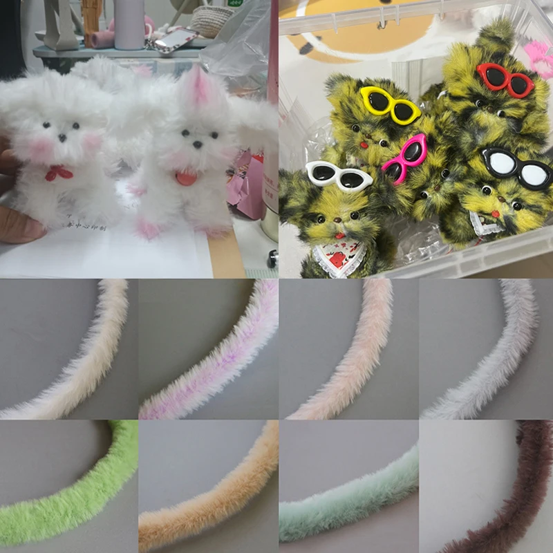 1PC Imitation Rabbit Fur Twisting Sticks Miniature Doll Fluffy Plush Hair Iron Wire Handmade Sewing Dolls Toys Materials 15mm